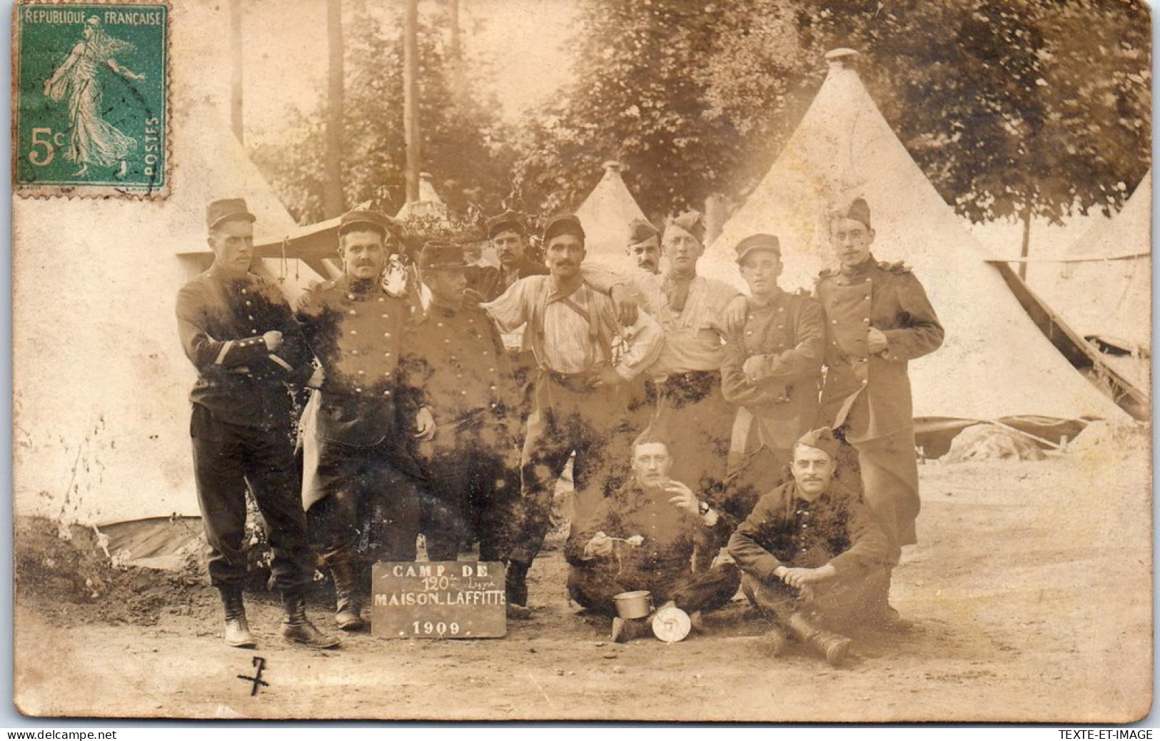 78 MAISONS LAFFITTE - CARTE PHOTO - Groupe De Soldats En Campement (1909) - Maisons-Laffitte