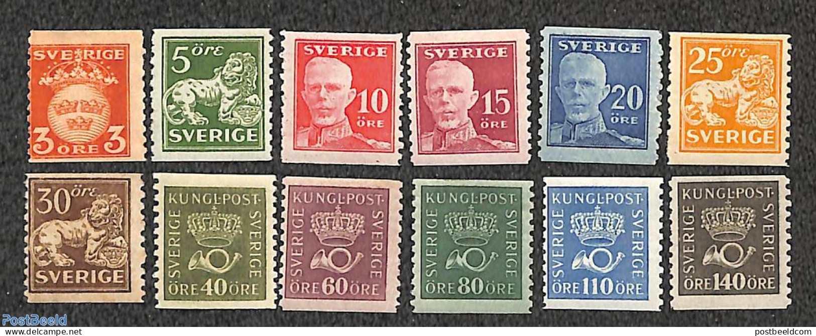 Sweden 1920 Definitives 12v, Coil Stamps, Unused (hinged) - Neufs