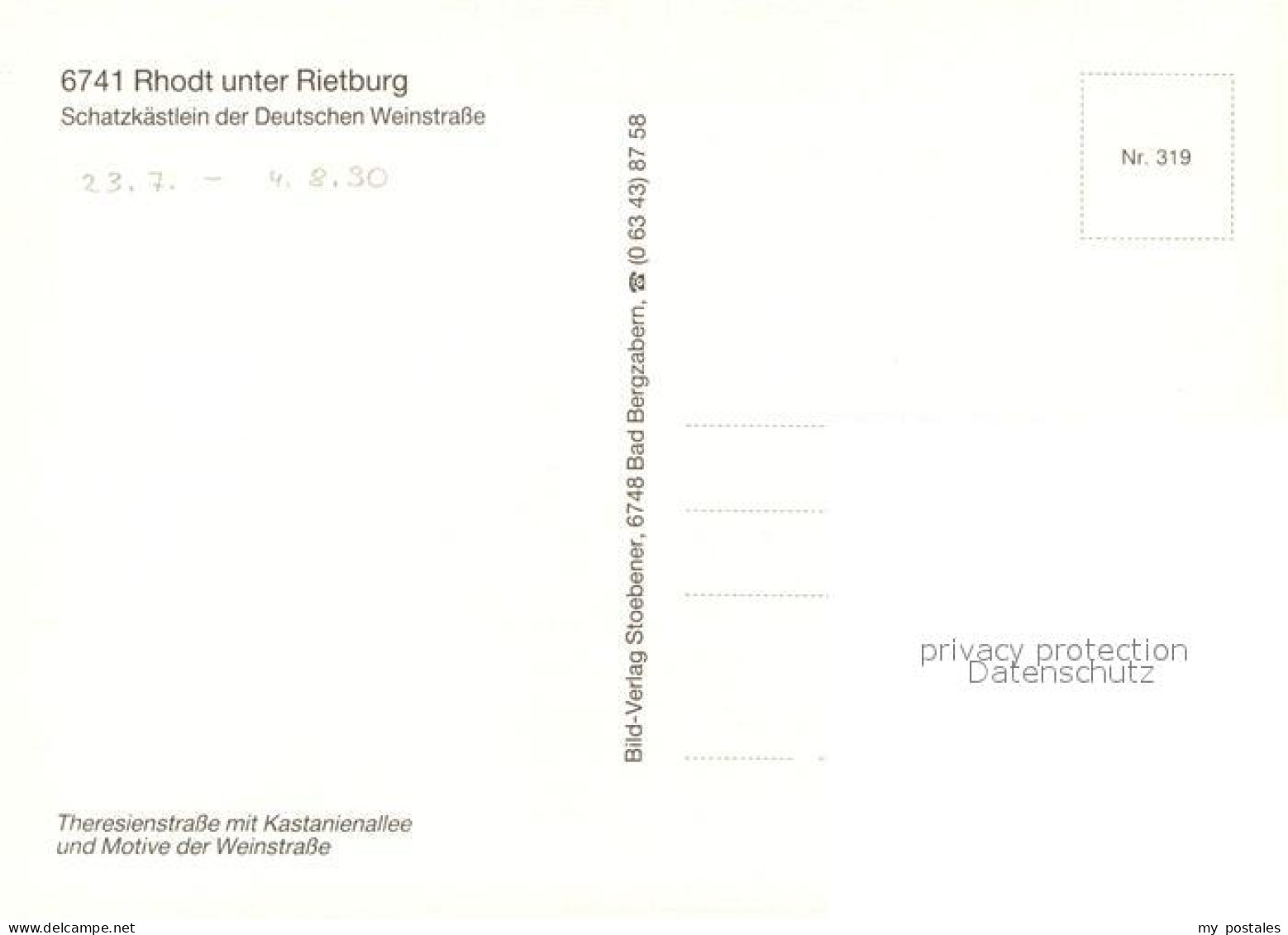 73243436 Rhodt Rietburg Theresienstrasse Kastanienallee Weinfass Staedtepatensch - Andere & Zonder Classificatie