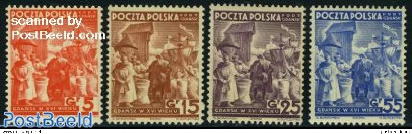 Poland 1938 Port Gdansk, 20 Years Republic 4v, Unused (hinged), Transport - Ships And Boats - Nuevos