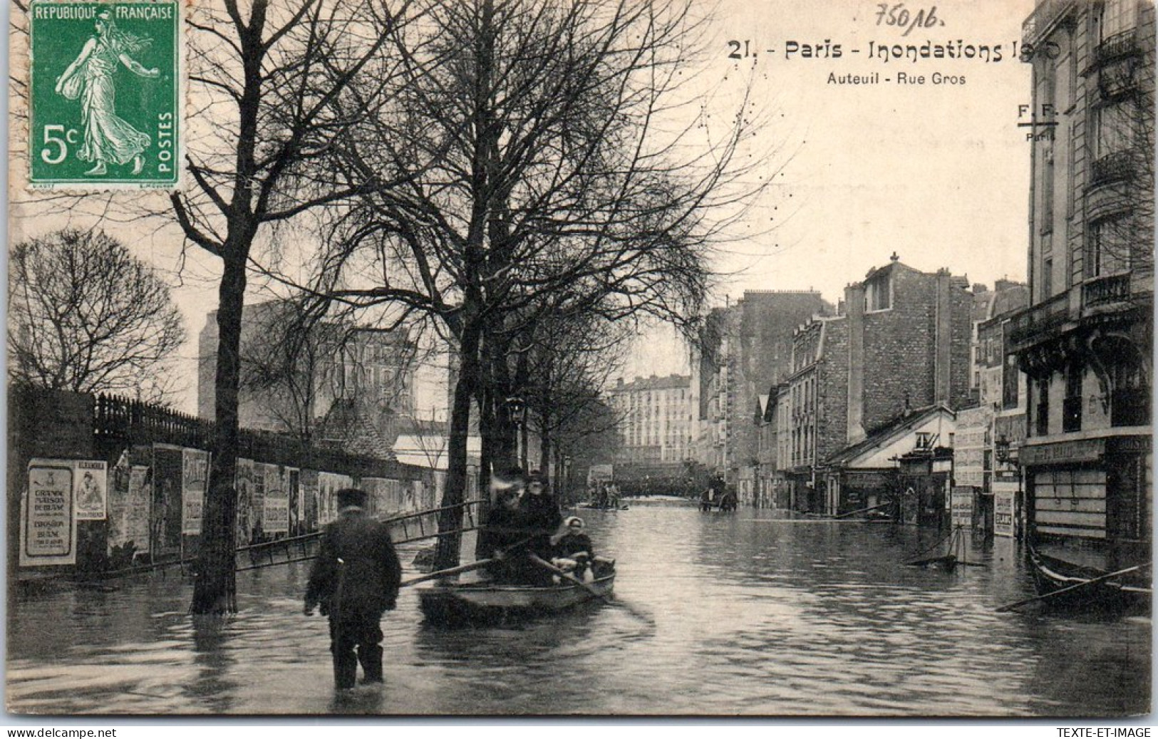 75016 PARIS - Auteuil  Rue Gros Pendant La Crue De 1910 - District 16