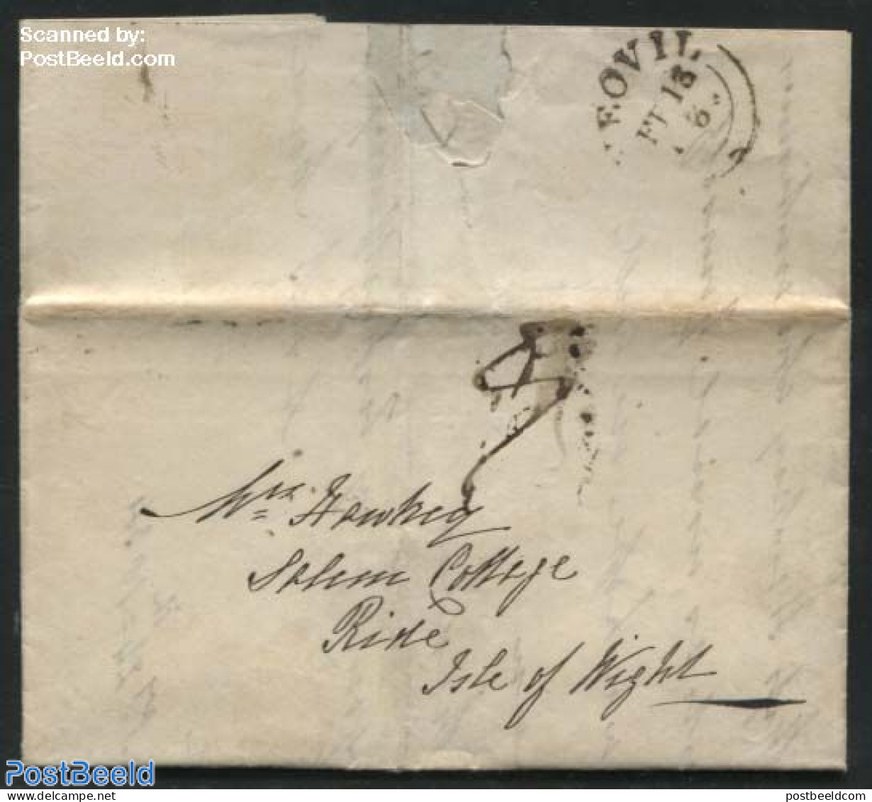 Great Britain 1834 Letter Sent To The Isle Of Wight, Postal History - Covers & Documents