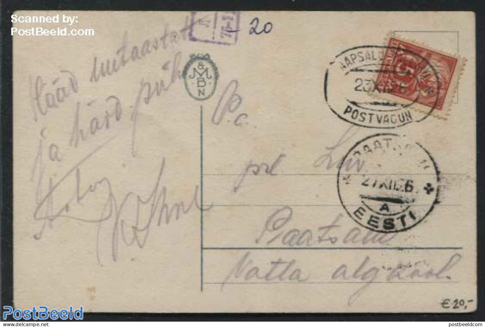 Estonia 1926 Postcard, Postal History - Estonia