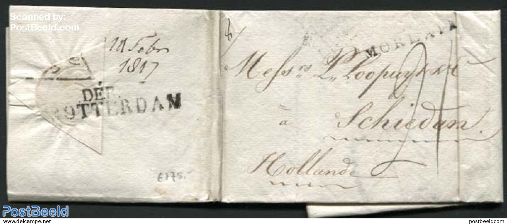 France 1817 Letter From Morlaix Via Rotterdam To Schiedam (NL), Postal History - Cartas & Documentos