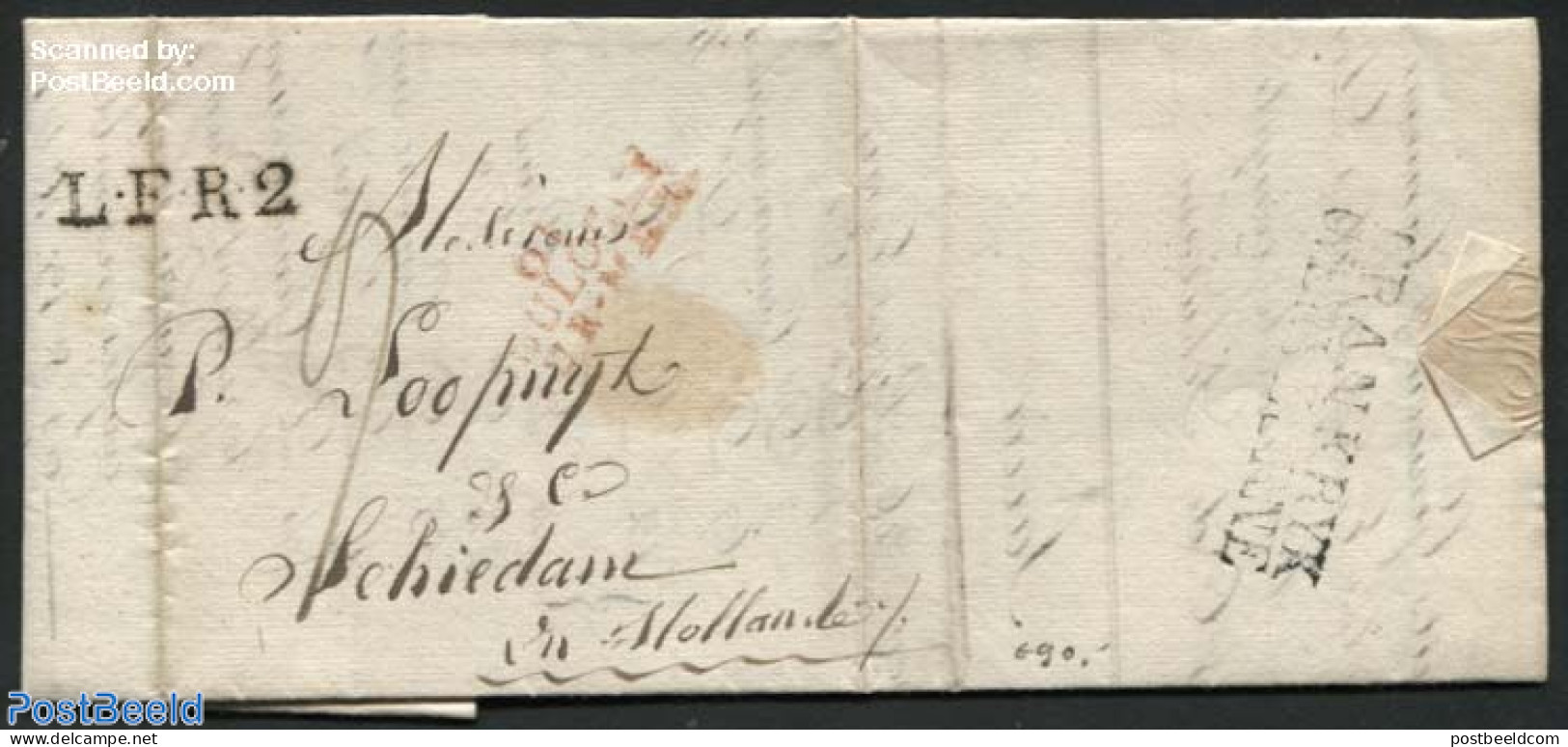 France 1821 Letter From Boulogne To Schiedam, Postal History - Cartas & Documentos