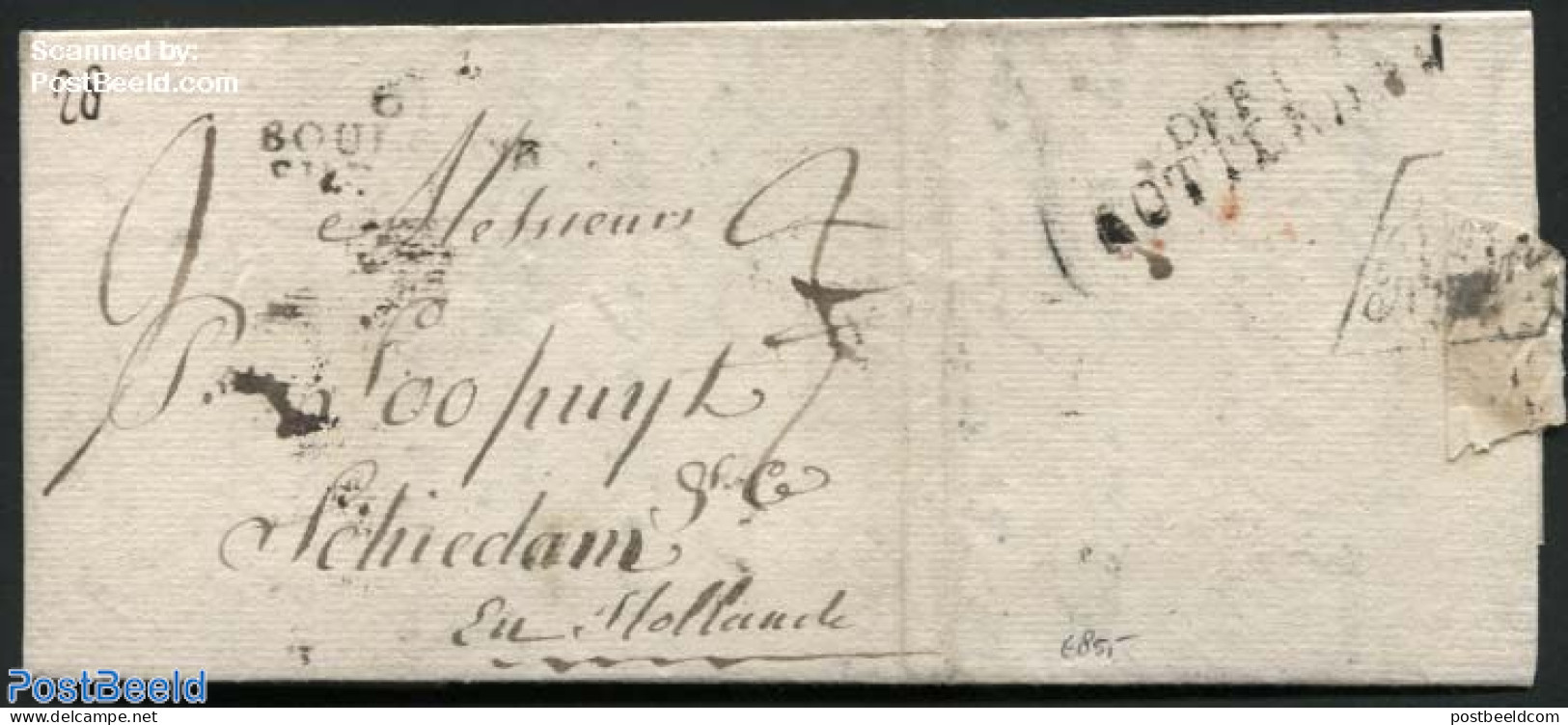 France 1815 Letter From Boulogne To Schiedam (NL), Via Rotterdam, Postal History - Cartas & Documentos