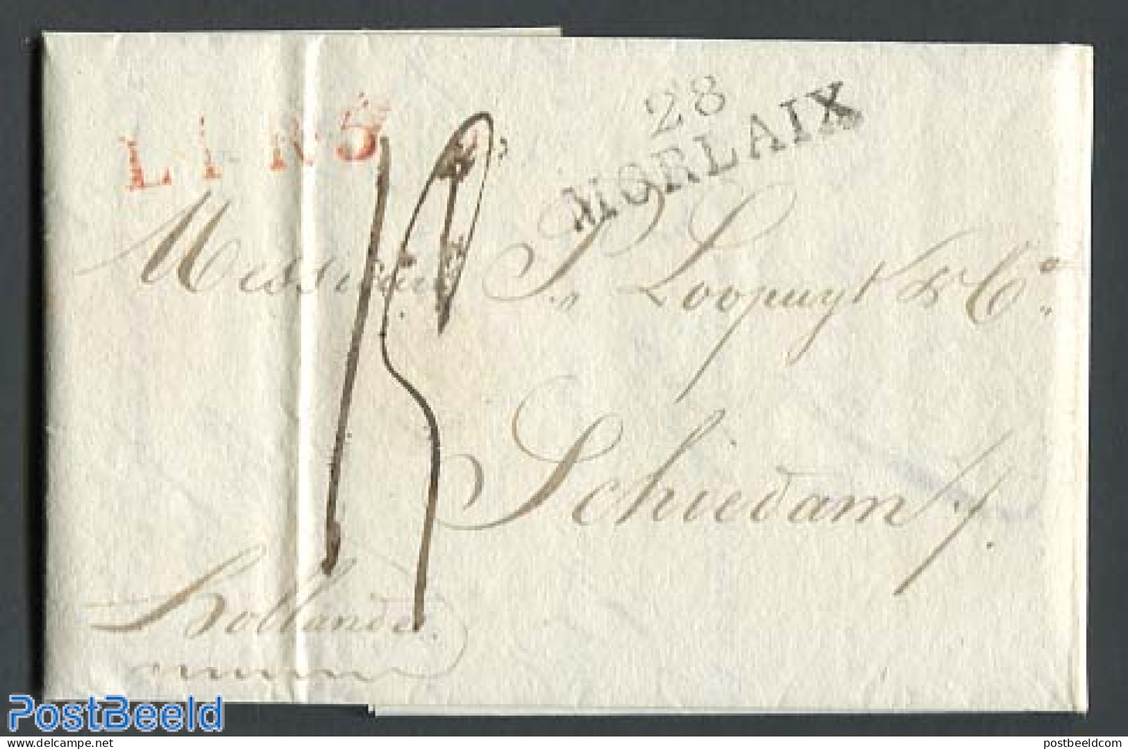 France 1822 Folding Letter From Morlaix To Schiedam, Postal History - Lettres & Documents