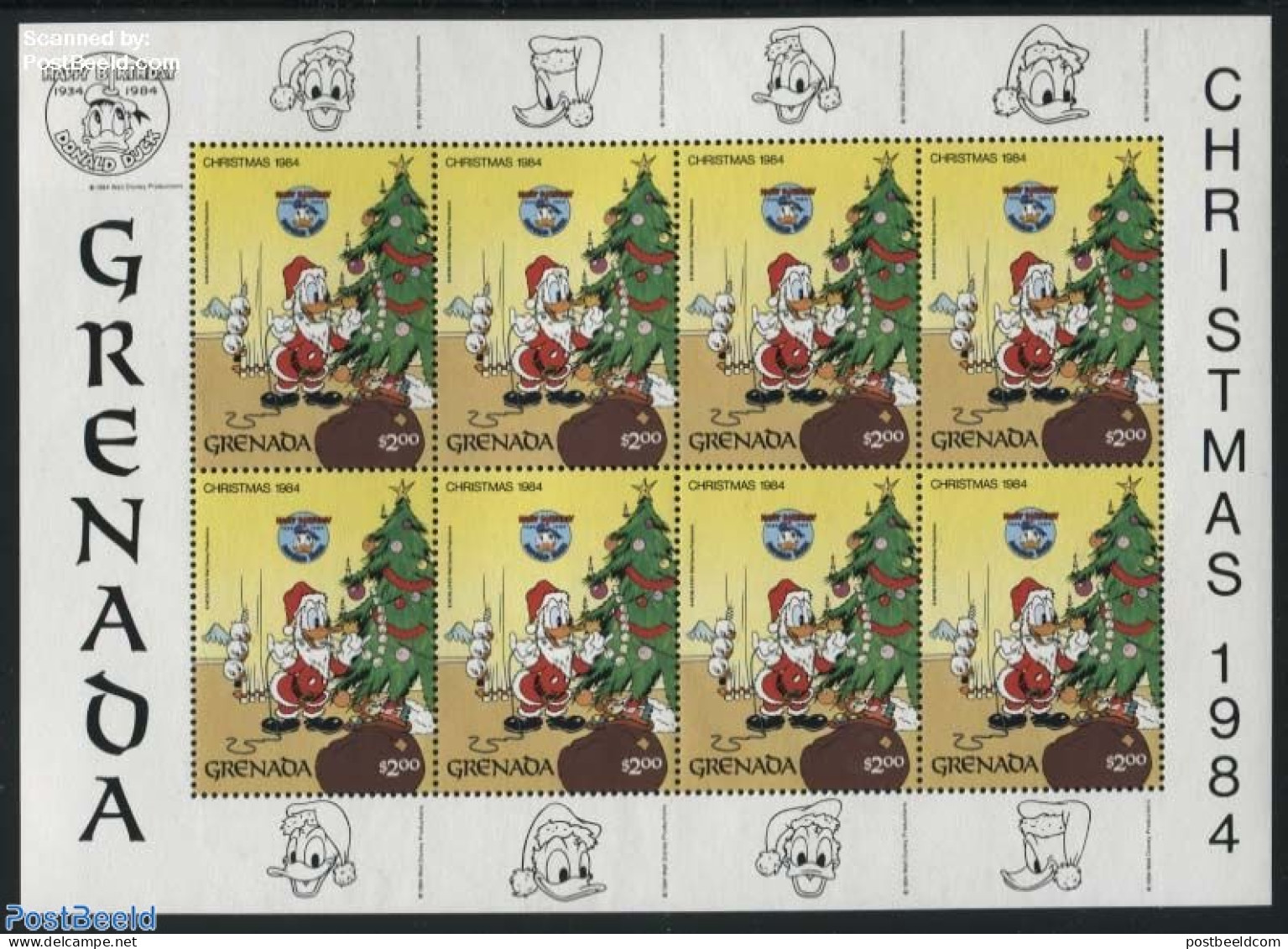 Grenada 1984 Disney, Christmas M/s, Mint NH, Religion - Christmas - Art - Disney - Weihnachten