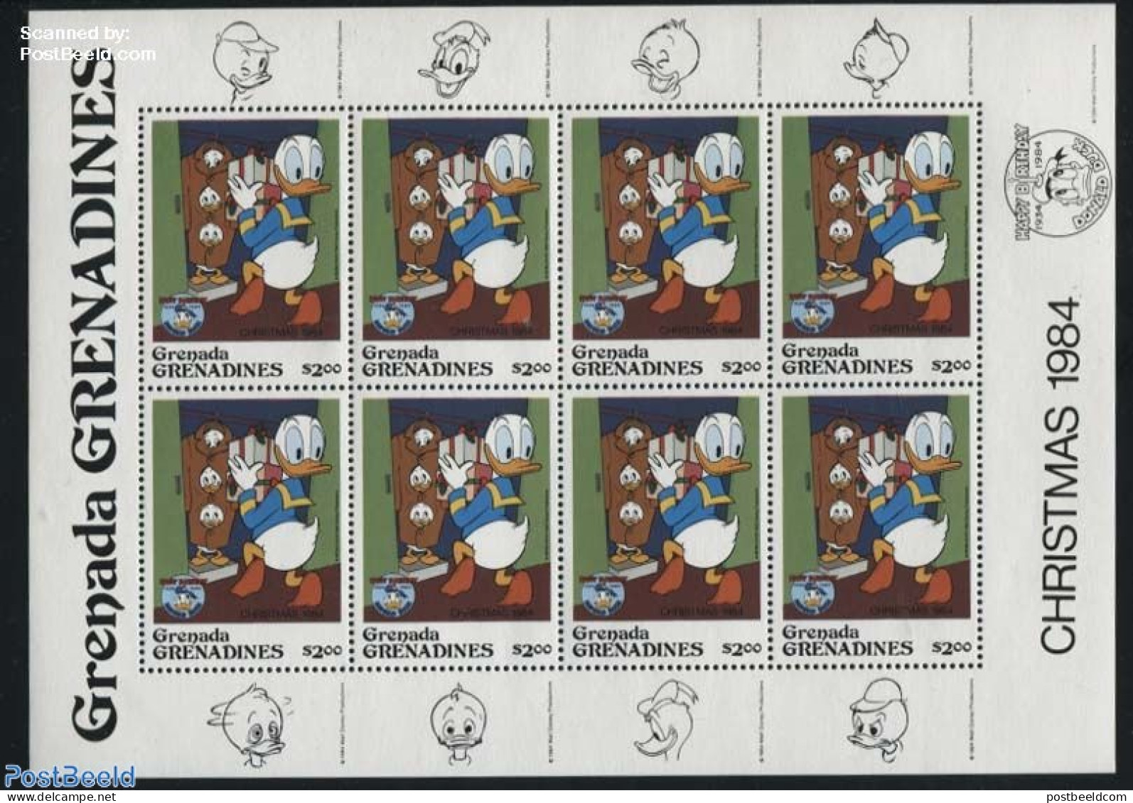 Grenada Grenadines 1984 Christmas M/s, Mint NH, Religion - Christmas - Art - Disney - Weihnachten