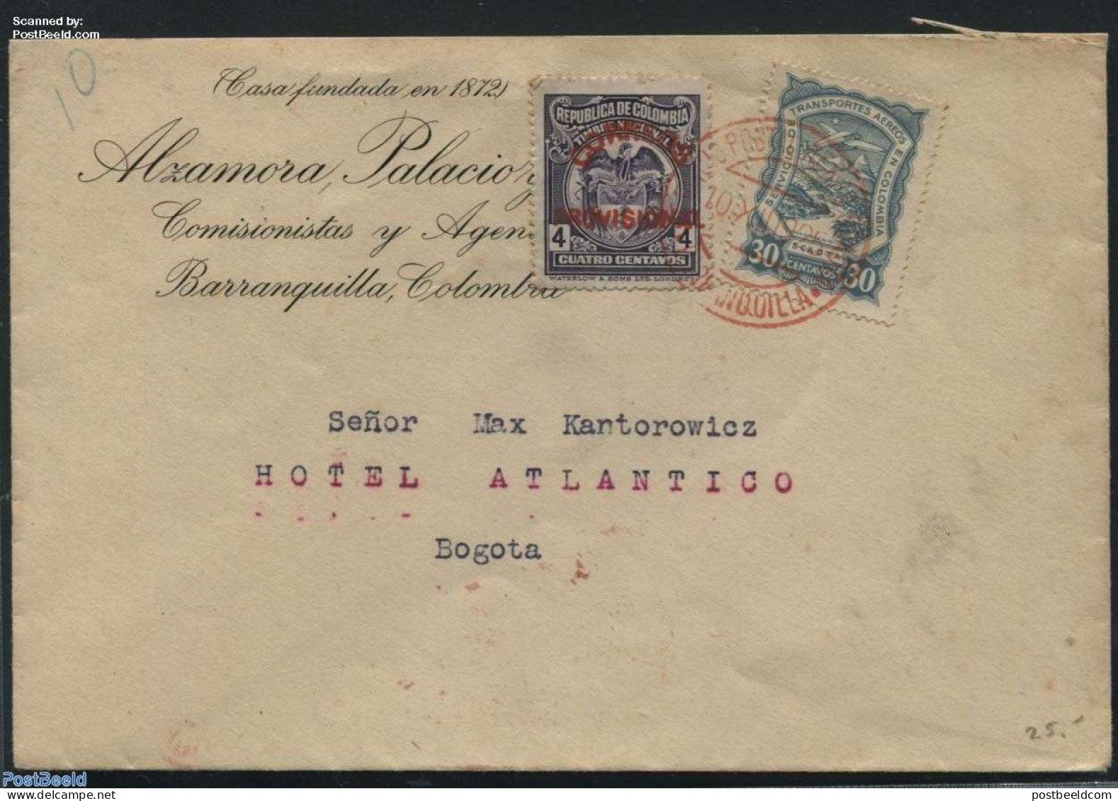 Colombia 1925 Letter To Bogota, Postal History - Colombia