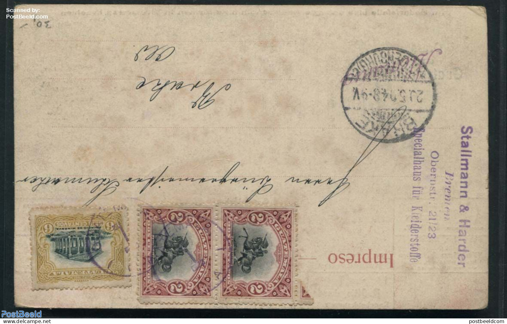 Guatemala 1904 Postcard To Brake, Postal History - Guatemala
