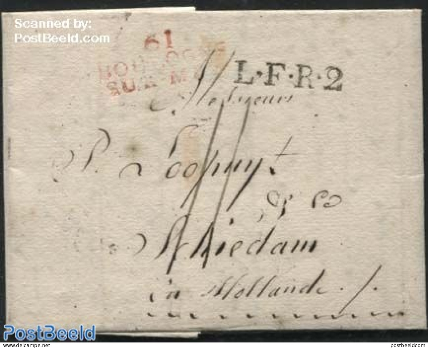 France 1819 Folding Letter From Boulogne Sur Mer To Schiedam, Postal History - Covers & Documents