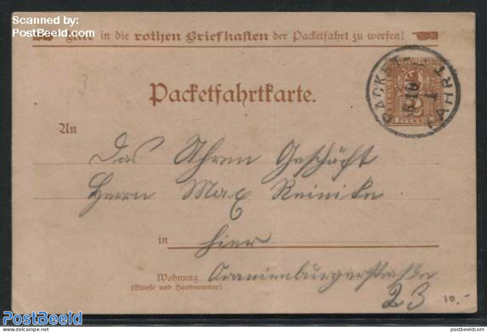 Germany, Empire 1898 Postcard (folded) Berliner Packetfahrt, Postal History - Covers & Documents