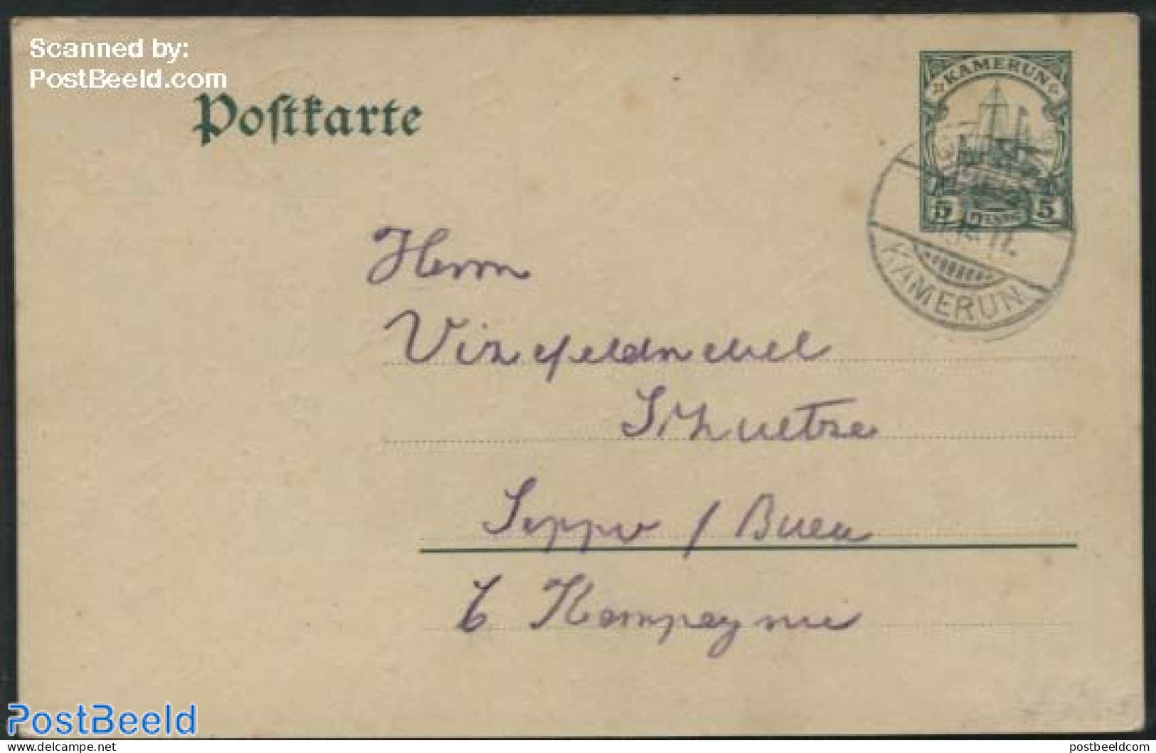 Germany, Colonies 1908 Postcard 5pf, Used Postal Stationary - Autres & Non Classés