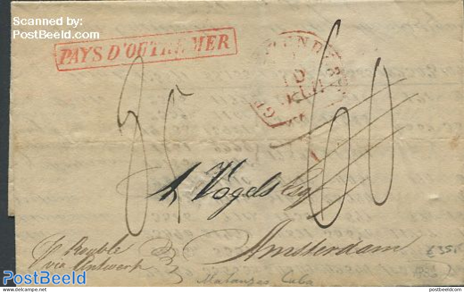 France 1836 Folding Invoice To Amsterdam, Postal History - Covers & Documents