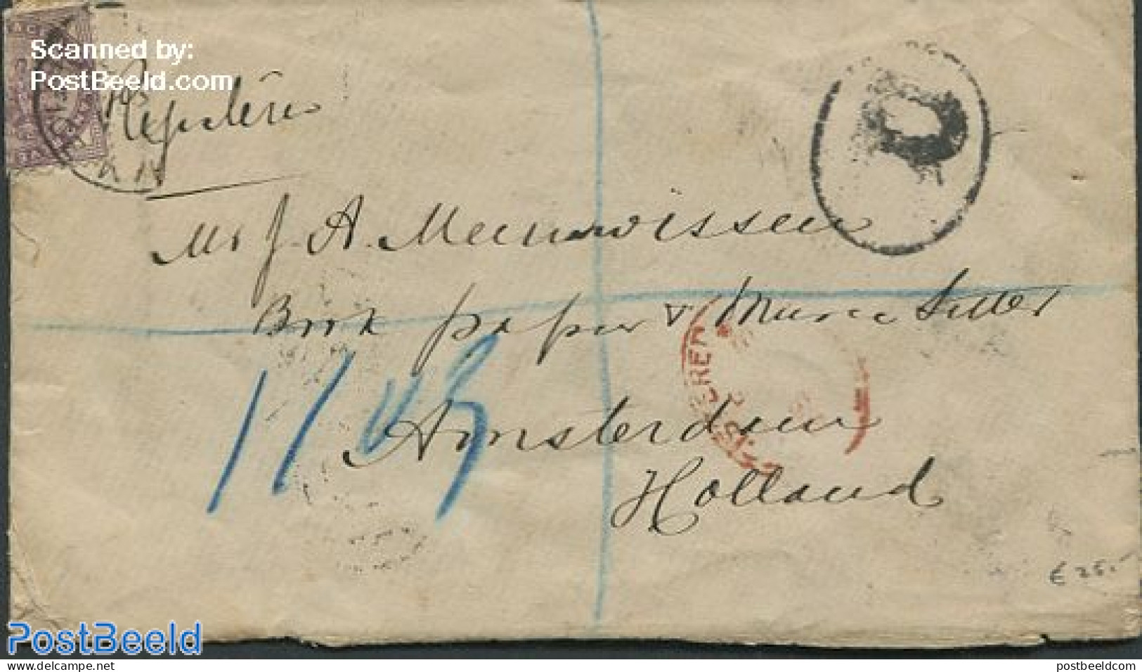 Great Britain 1889 Folding Letter From England To Amsterdam, Postal History - Autres & Non Classés