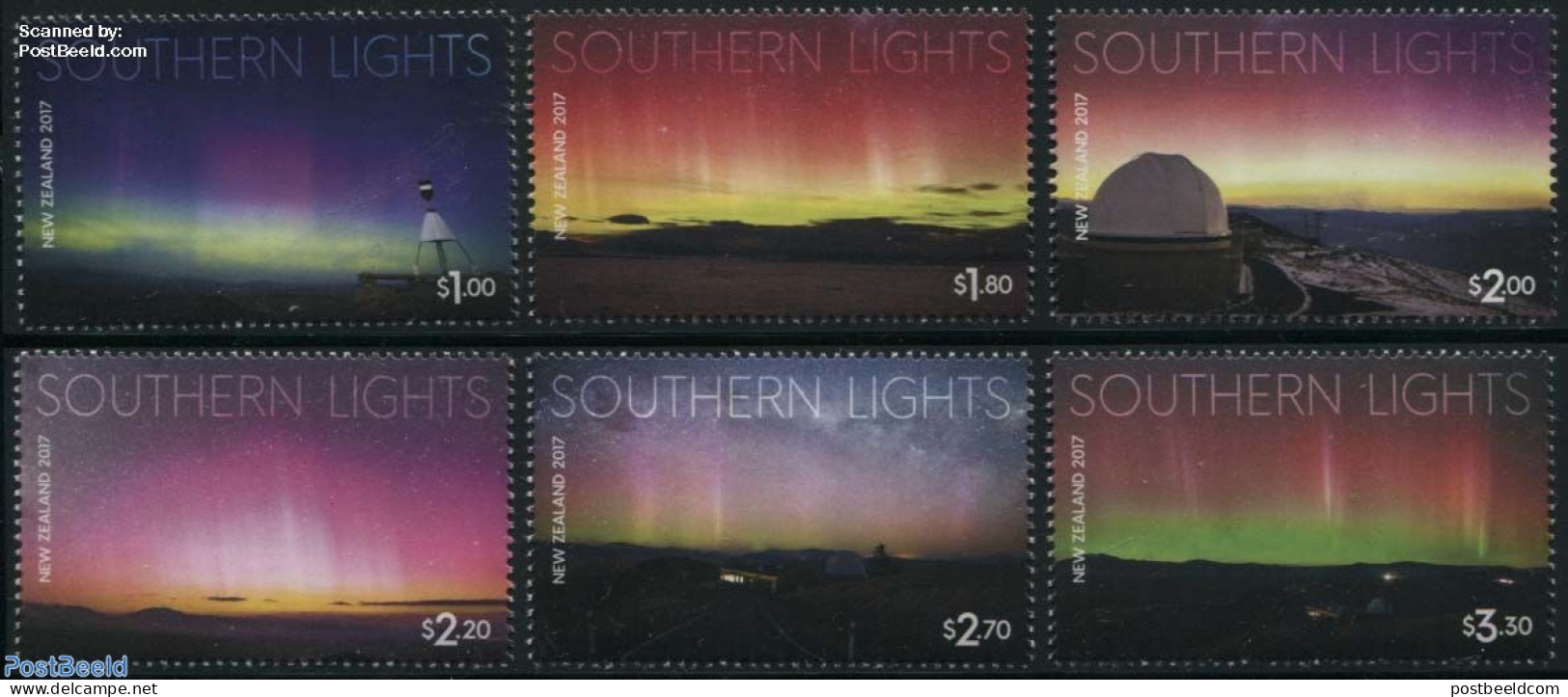 New Zealand 2017 Southern Lights 6v, Mint NH, Science - Astronomy - Neufs