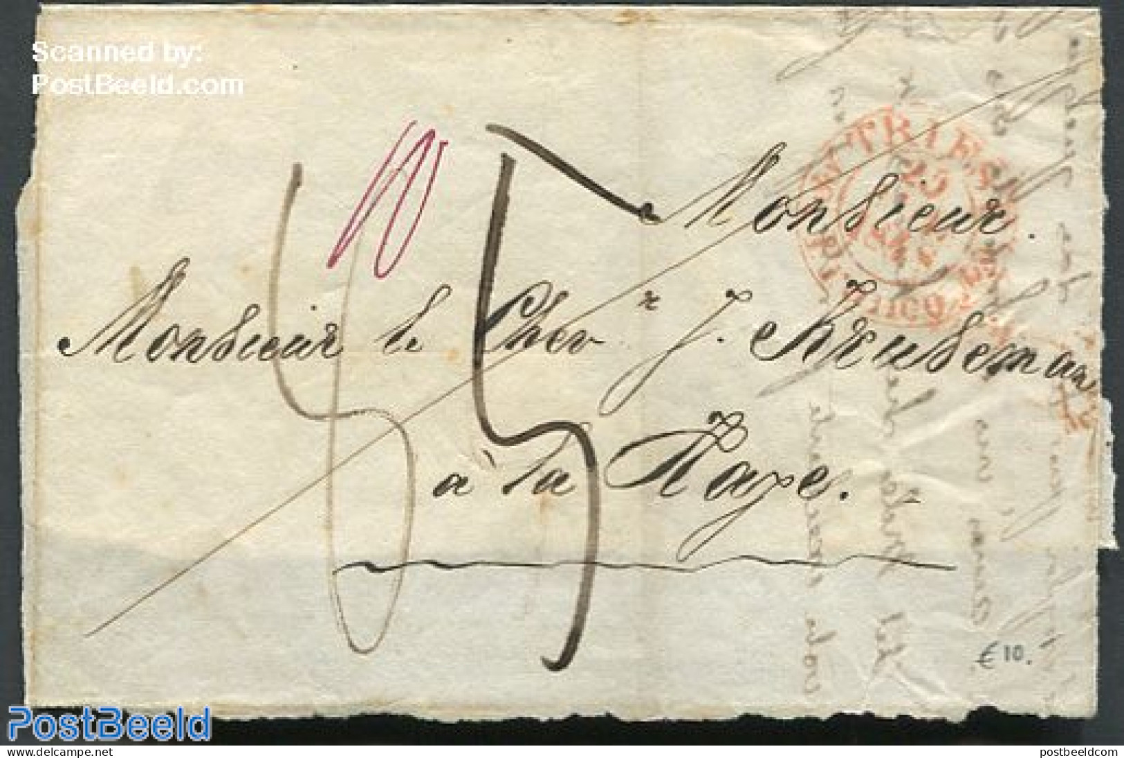 Italy 1848 A Piece Of A Folding Letter From Italt To The Hague, Postal History - Non Classificati