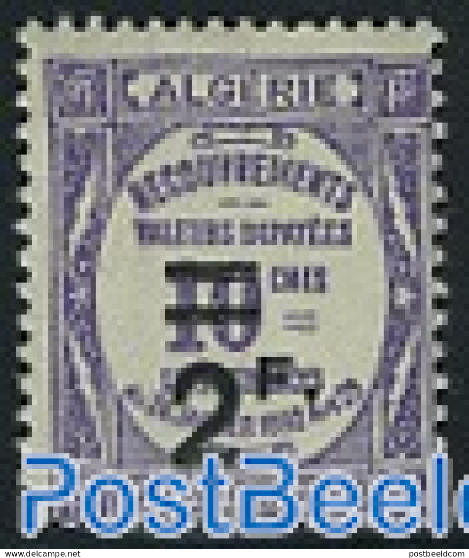Algeria 1927 2F On 10c, Postage Due, Stamp Out Of Set, Unused (hinged) - Otros & Sin Clasificación