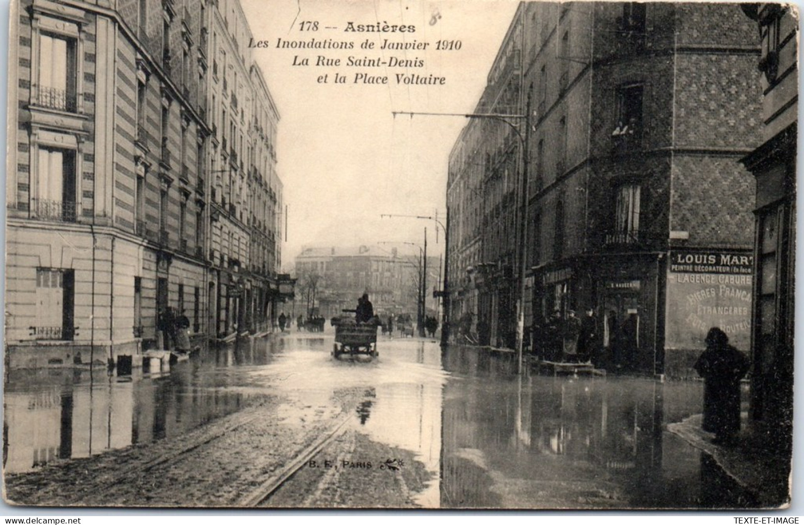 92 ASNIERES -- Rue St Denis Et Place Voltaire (crue 1910) - Asnieres Sur Seine