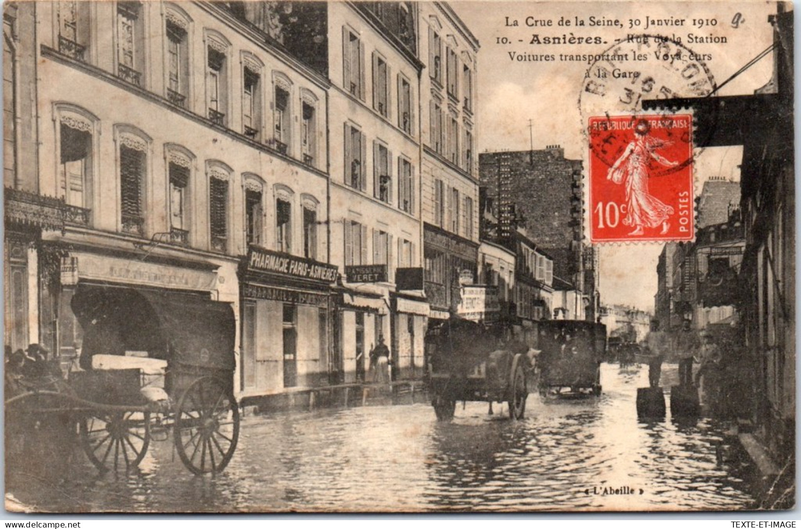 92 ASNIERES -- Rue De La Station Pendant La Crue De 1910 - Asnieres Sur Seine