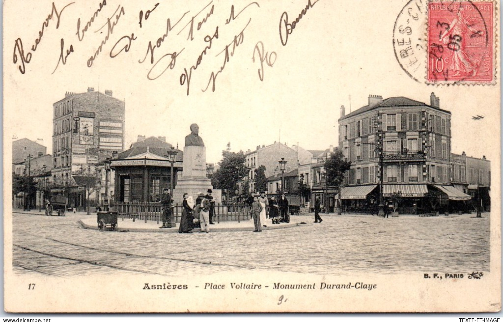 92 ASNIERES -- Place Voltaire, Monument Durand-Claye  - Asnieres Sur Seine