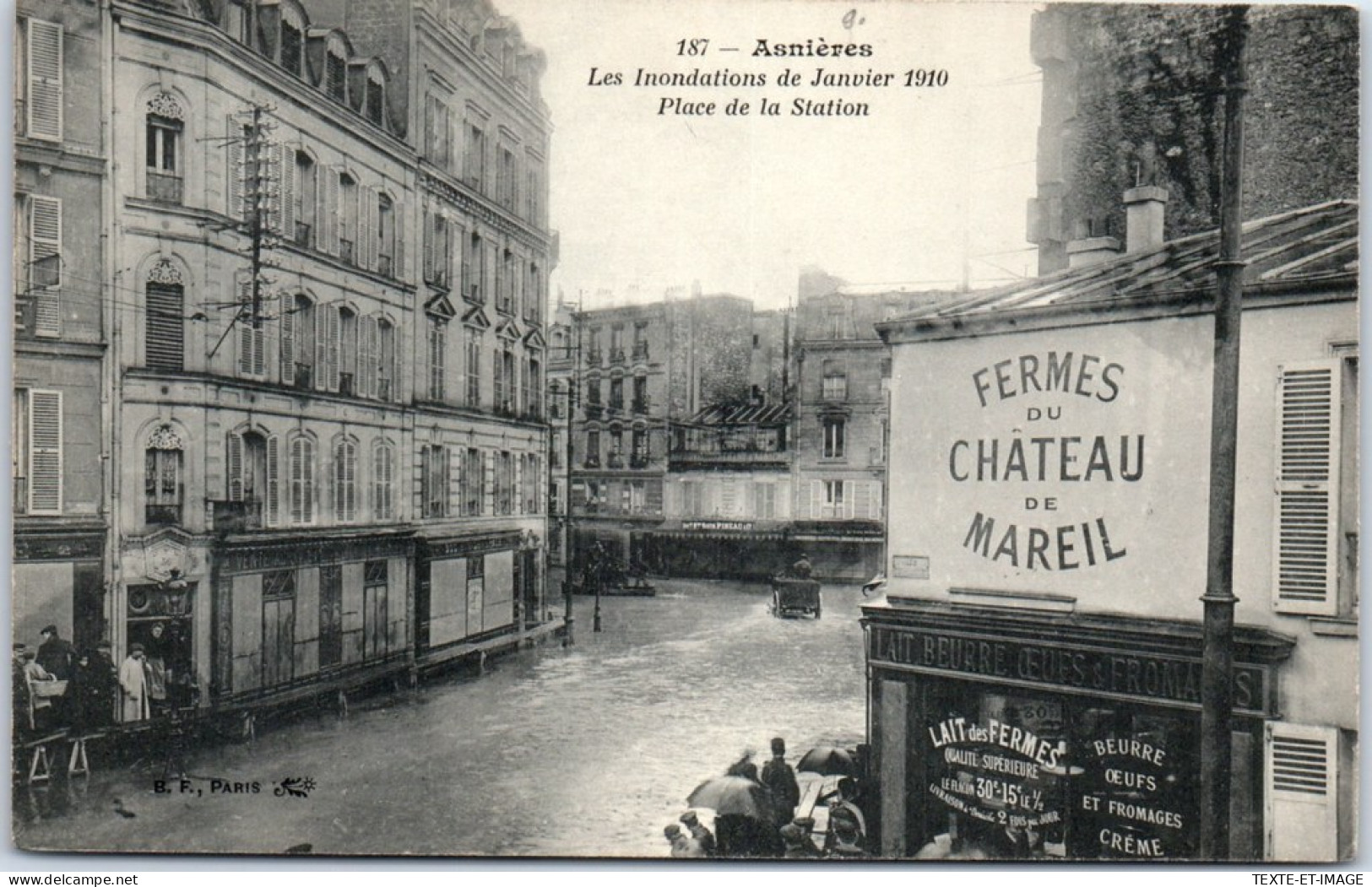 92 ASNIERES -- Place De La Station (inondations 1910) - Asnieres Sur Seine