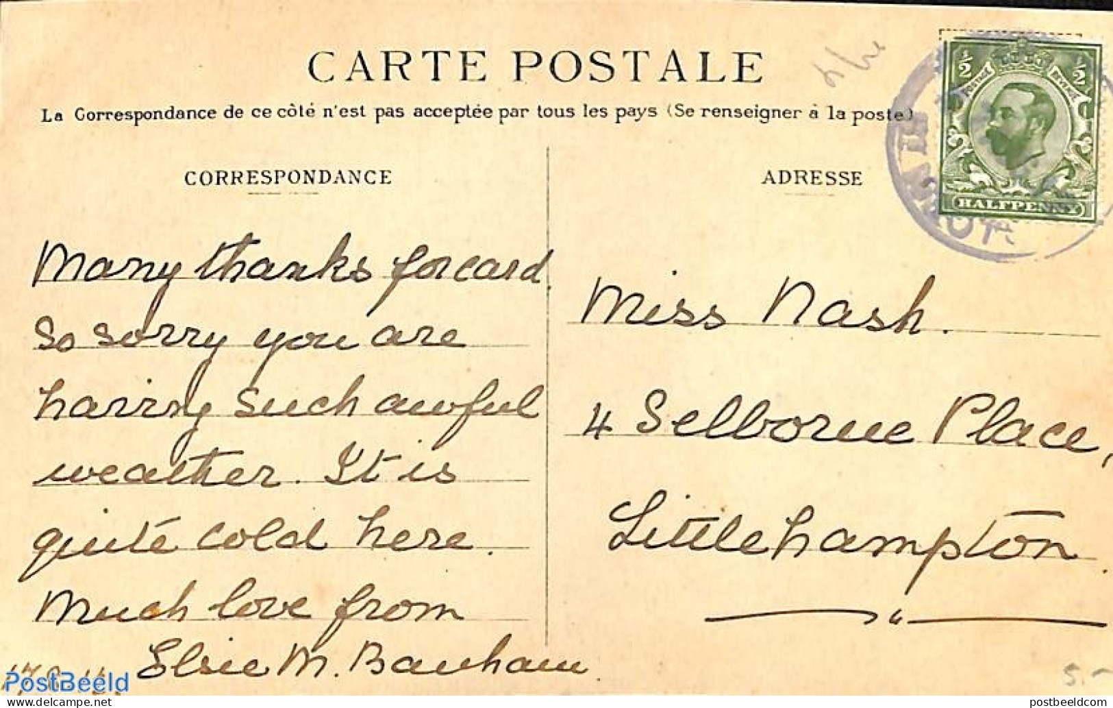 Great Britain 1912 Postcard To England. 'Femm'me Du Sud Algerien, Postal History - Covers & Documents