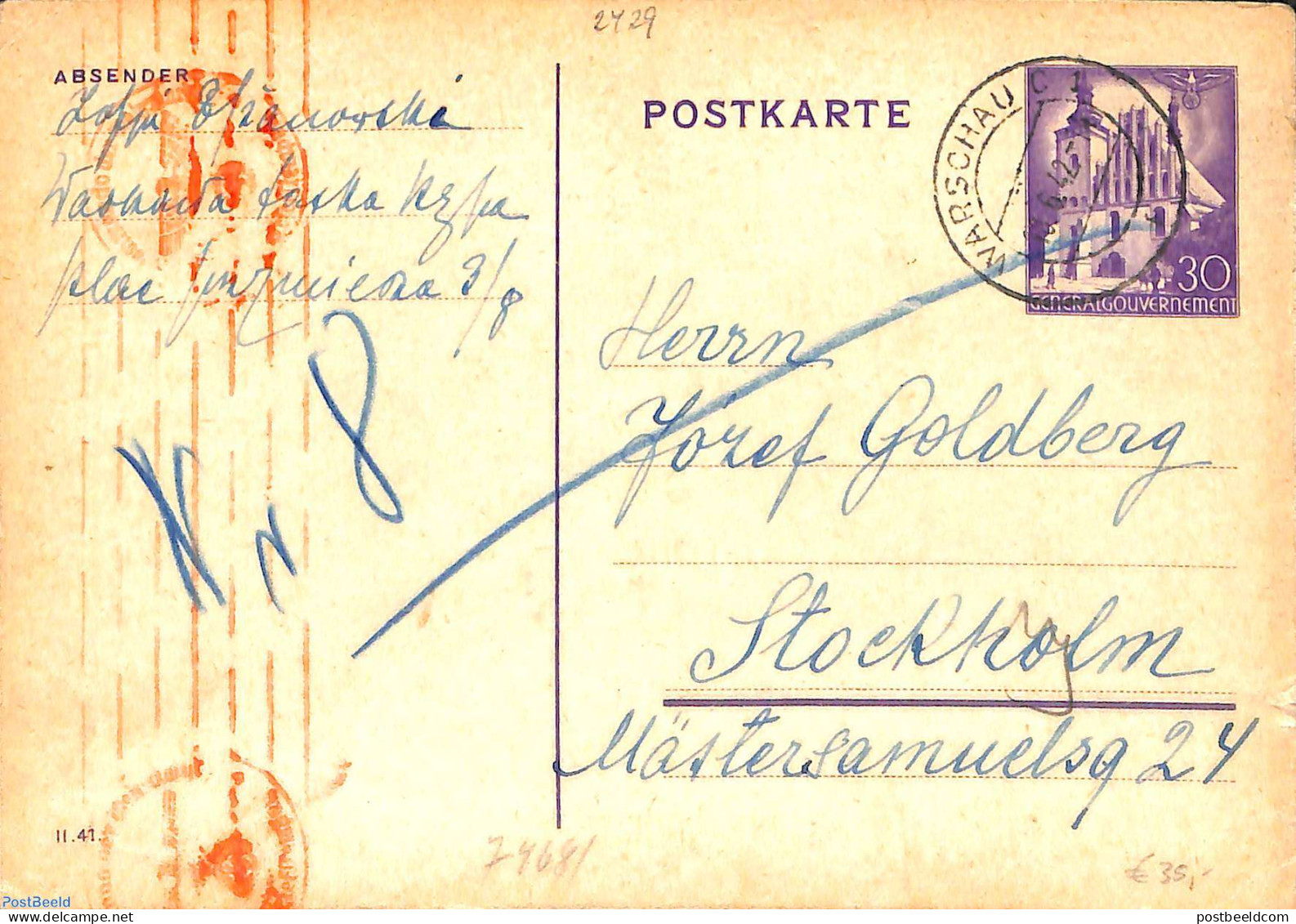 Germany, General Government 1942 Postcard To Undercover Address, Used Postal Stationary, History - World War II - WO2