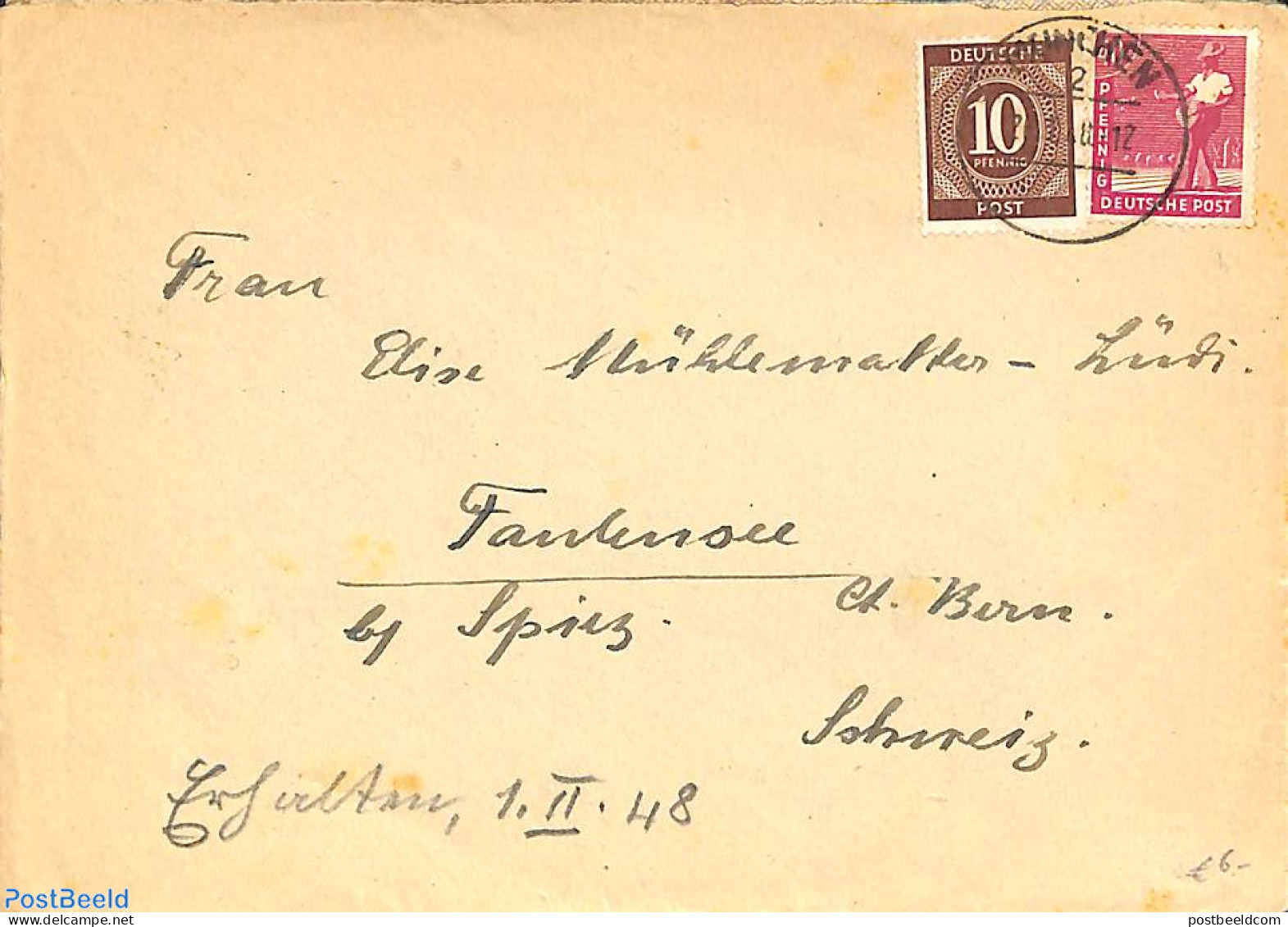 Germany, Empire 1948 Letter From Munchen To Switzerland, Postal History - Autres & Non Classés
