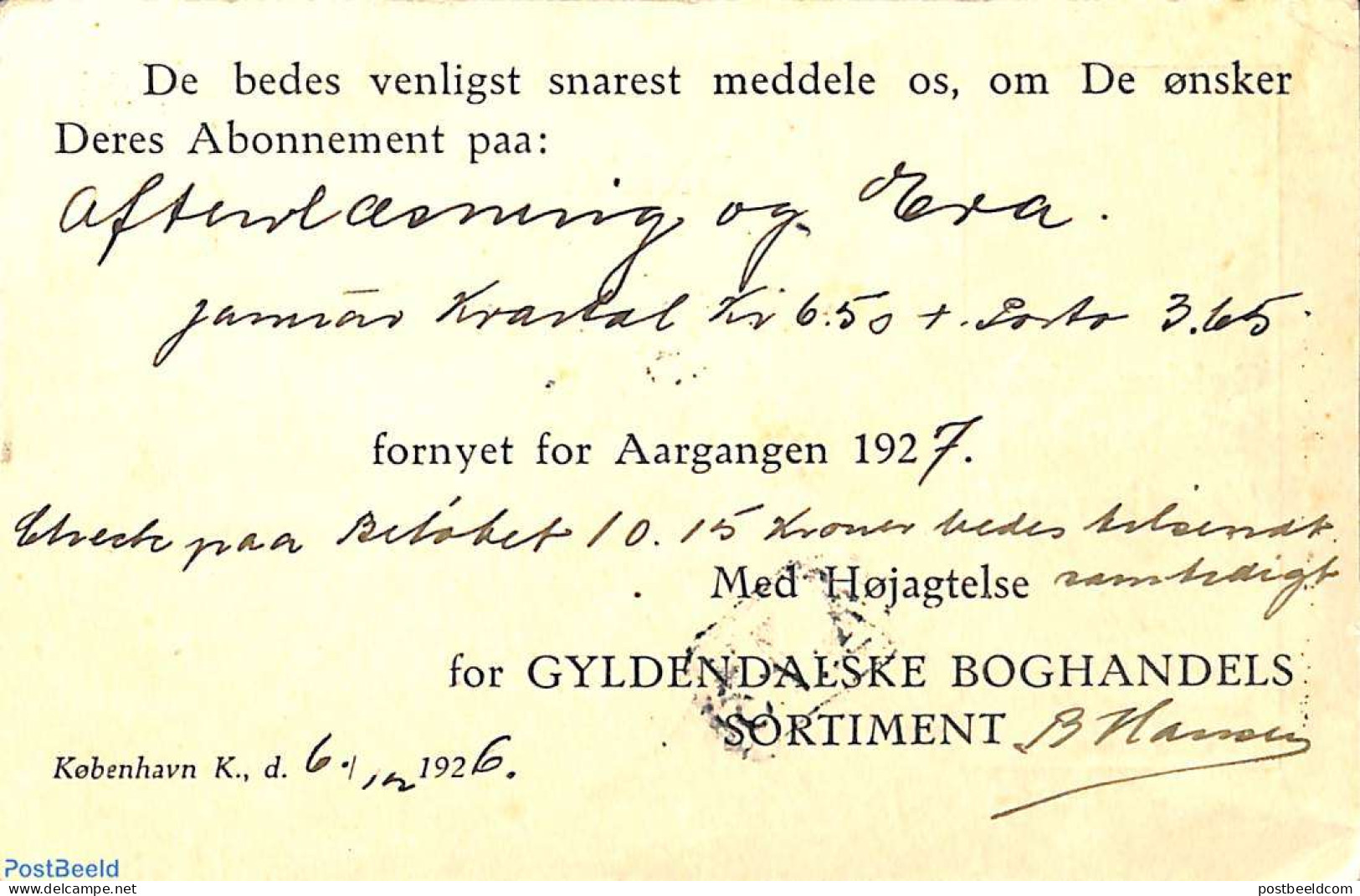 Denmark 1926 Postcard To Holland, Stamp With Perfin, Postal History - Cartas & Documentos