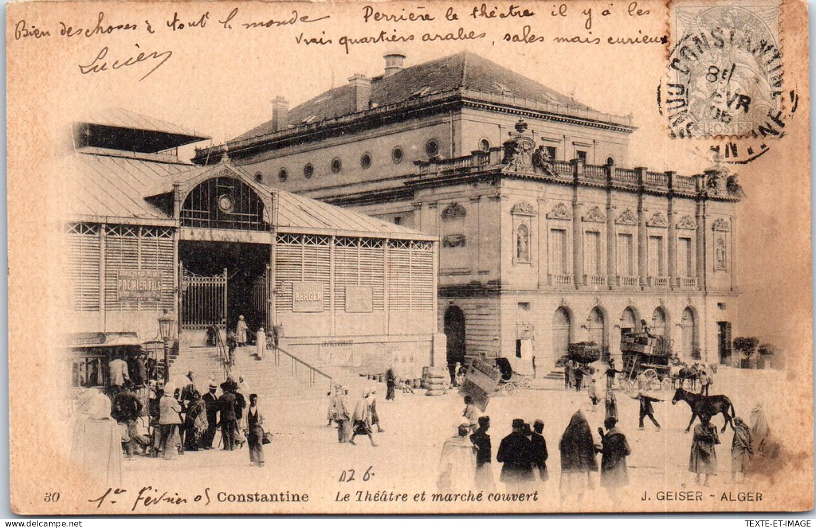 ALGERIE - CONSTANTINE - Le Theatre Et Marche Couvert. - Constantine