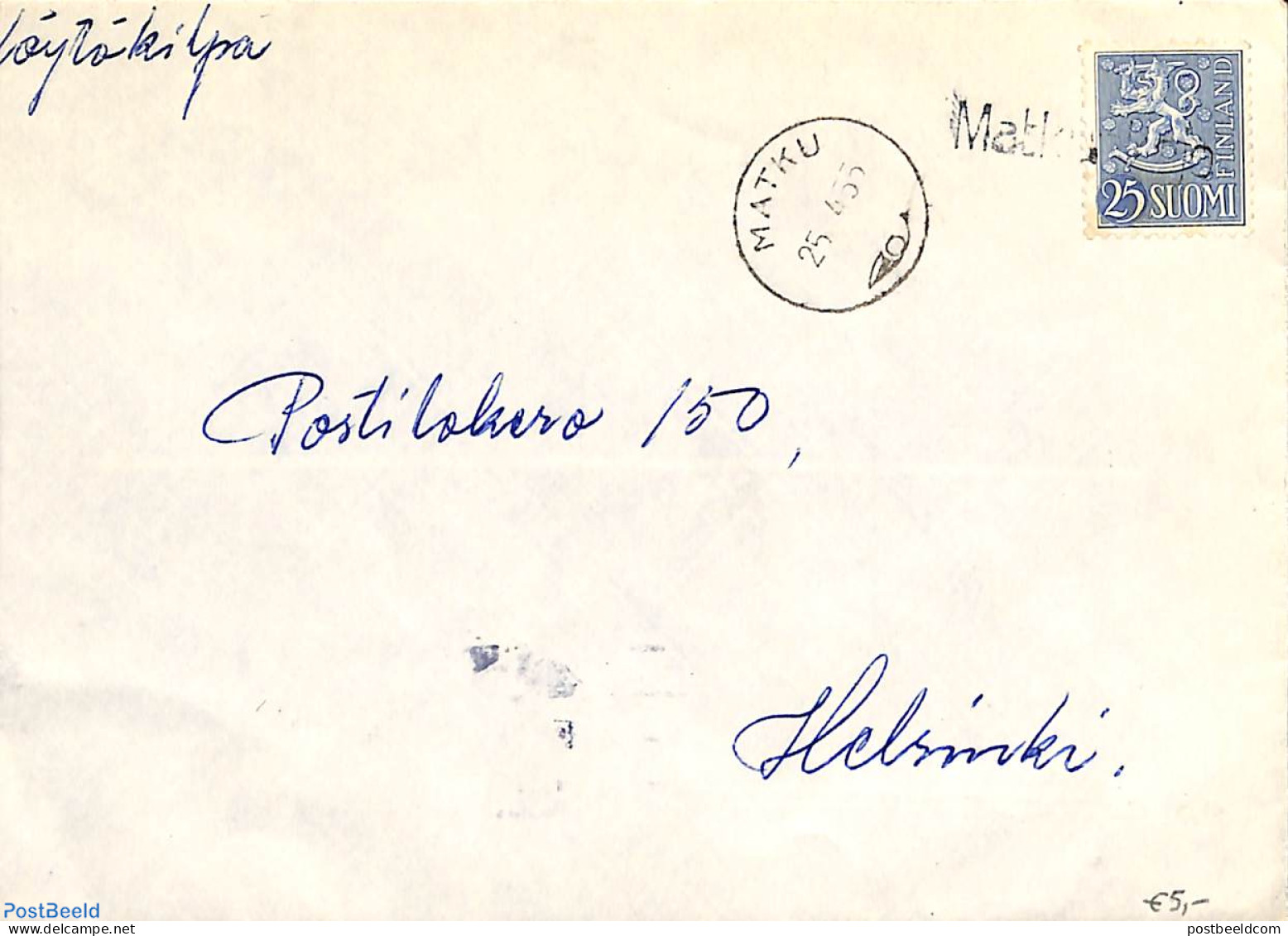 Finland 1955 Letter From MATKU To Helsinki, Postal History - Cartas & Documentos