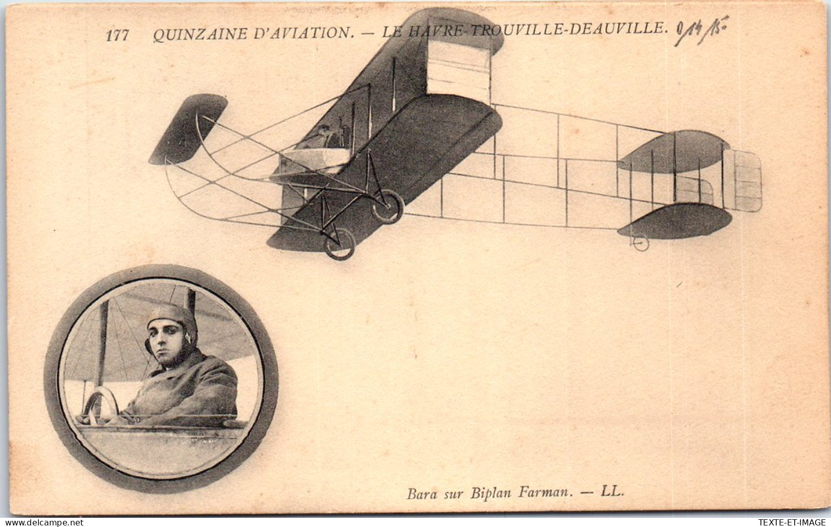14 TROUVILLE - Quinzaine D'aviation - Bara Sur Biplan Farman  - Trouville