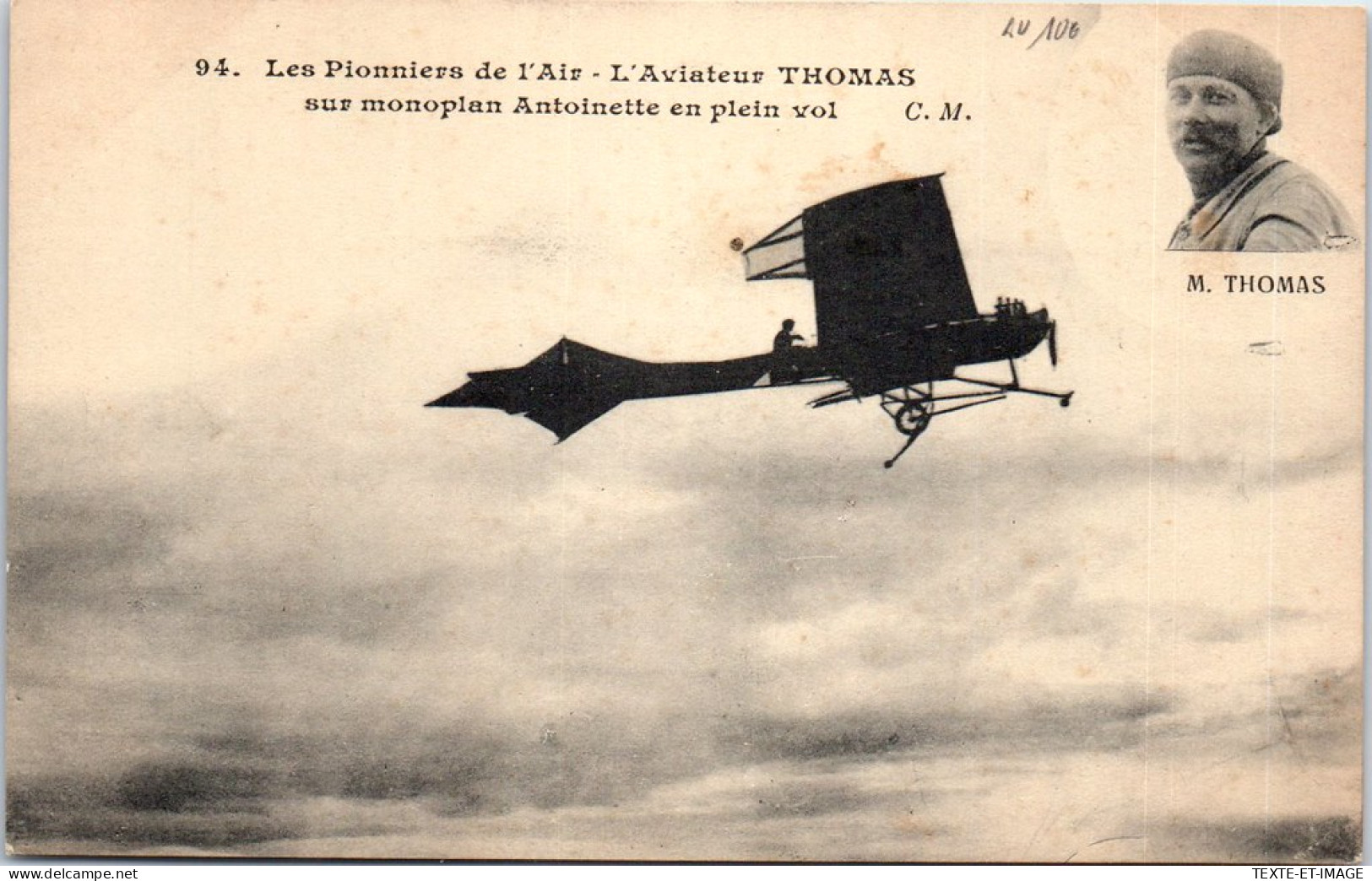 AVIATION -  L'aviateur THOMAS Sur Monoplan Antoinette. - Other & Unclassified