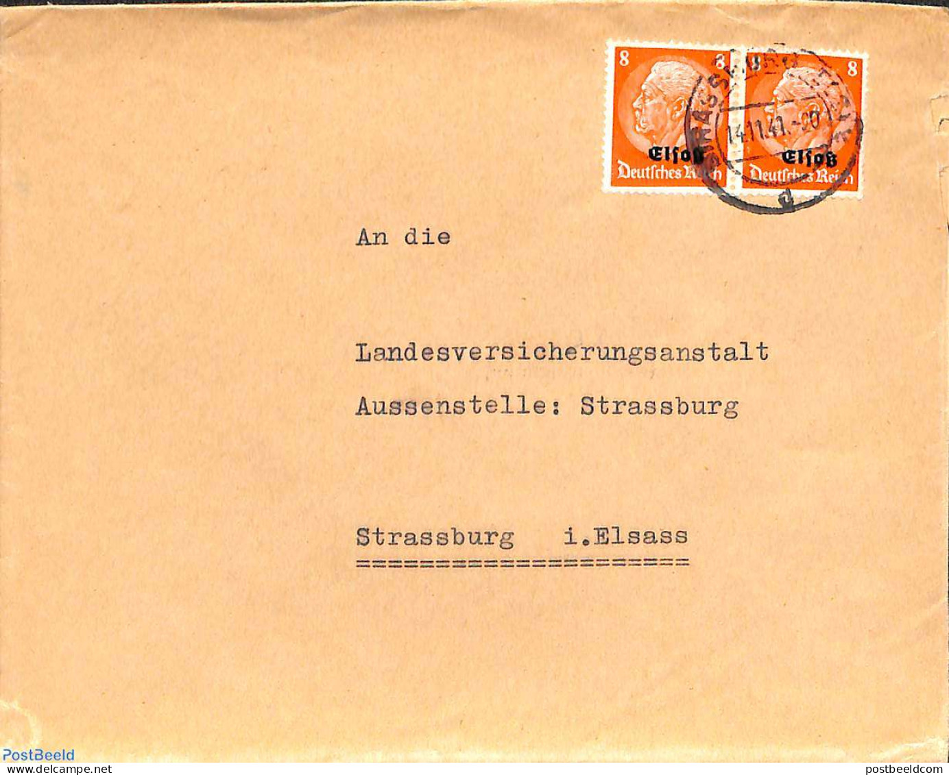 France 1941 Local Letter Strassbourg, Postal History - Covers & Documents