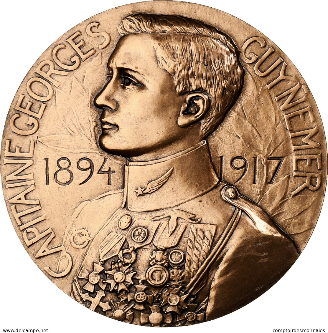 France, Médaille, Capitaine George Guynemer, Bronze, Legastelois, SPL - Andere & Zonder Classificatie