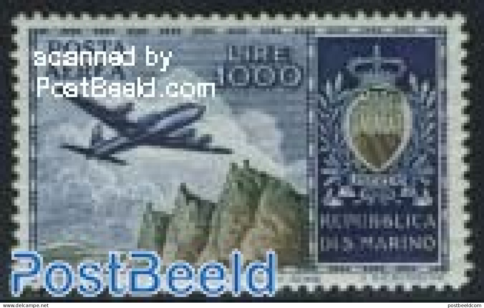 San Marino 1954 Airmail Definitive 1v, Unused (hinged), Transport - Aircraft & Aviation - Unused Stamps