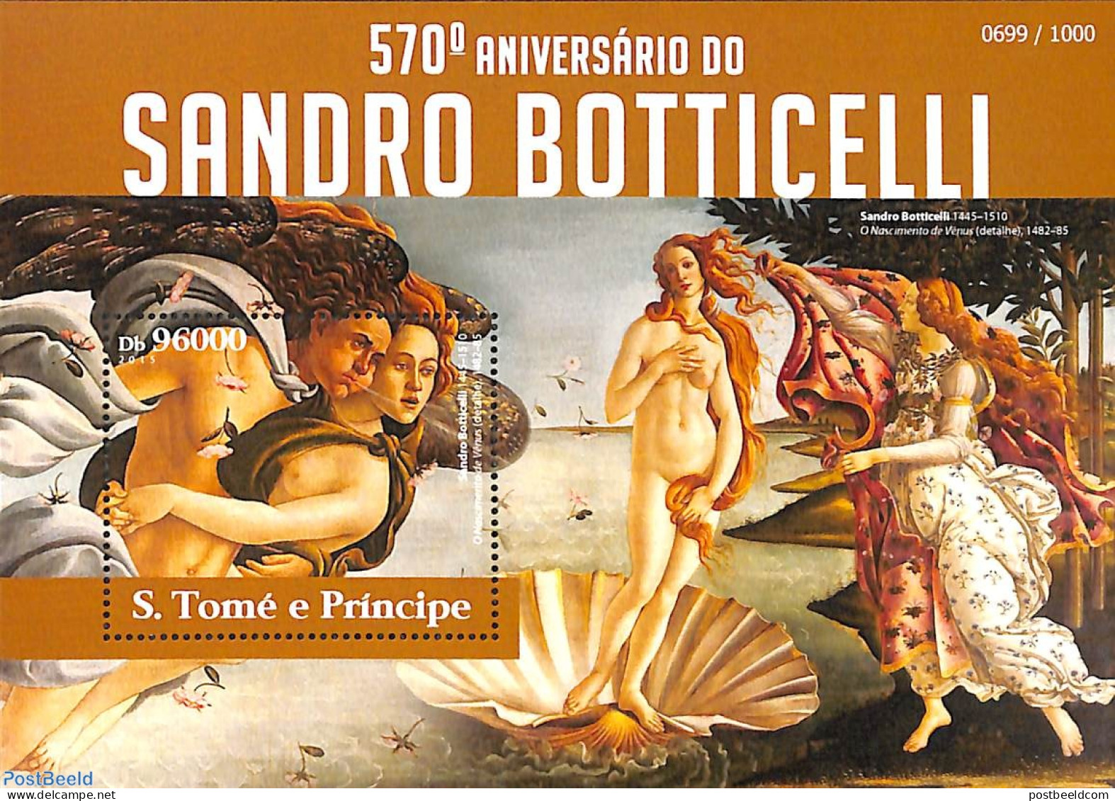 Sao Tome/Principe 2015 Sandro Botticelli S/s, Mint NH, Art - Paintings - São Tomé Und Príncipe
