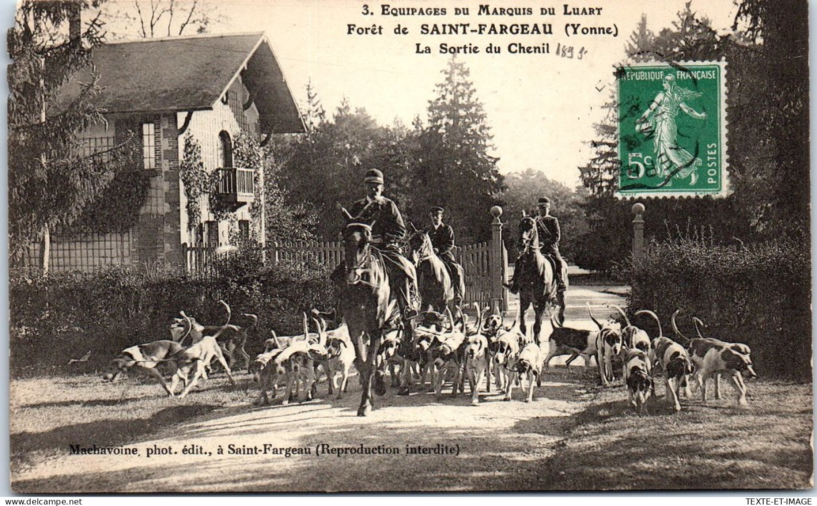 89 SAINT FARGEAU - Chasses A Courre, La Sortie Du Chenil. - Saint Fargeau