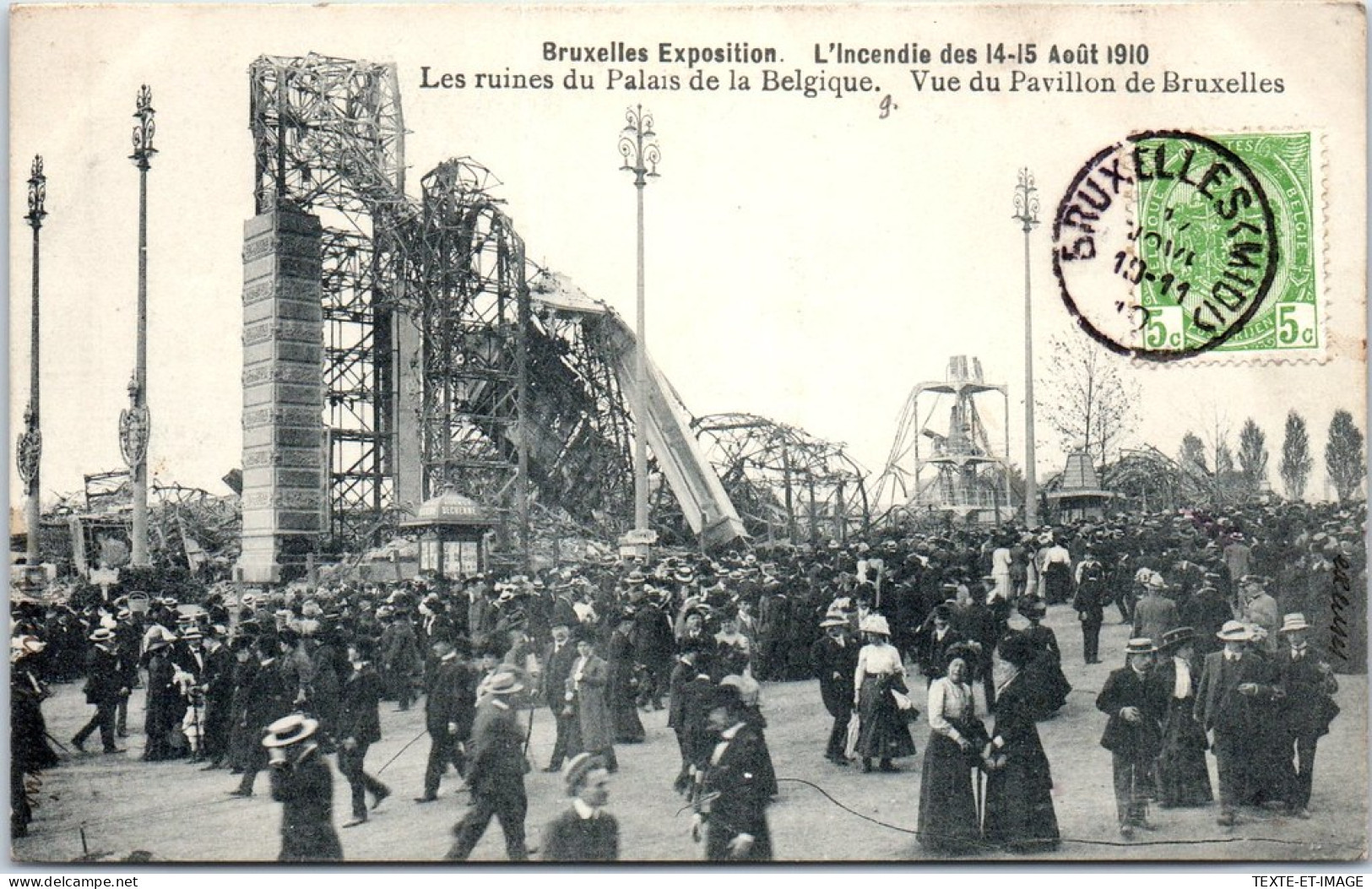 BELGIQUE - BRUXELLES - Incendie Aout 1910, Pavillon De Belgique  - Autres & Non Classés