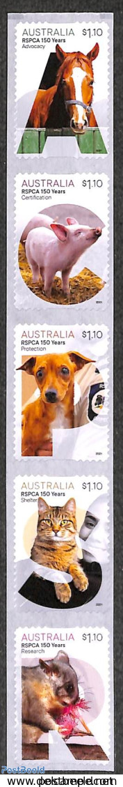Australia 2021 RSPCA 5v S-a, Mint NH, Nature - Cattle - Dogs - Horses - Unused Stamps