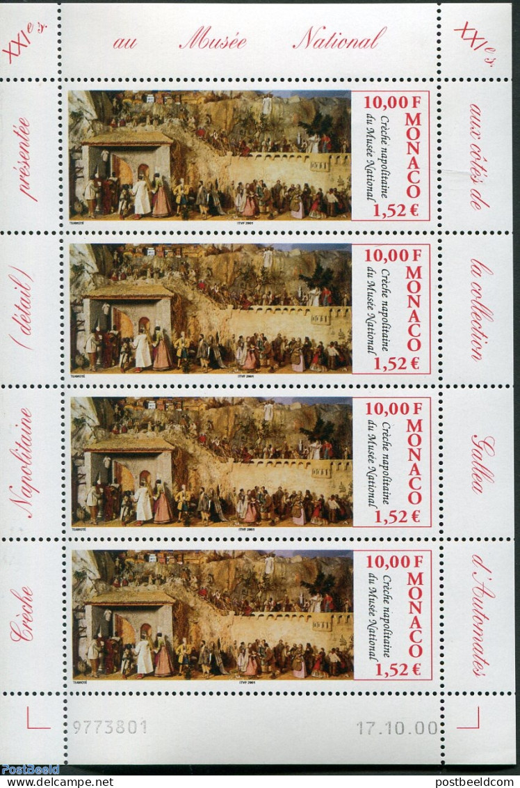 Monaco 2000 National Museum Block, Mint NH, Religion - Christmas - Art - Museums - Unused Stamps