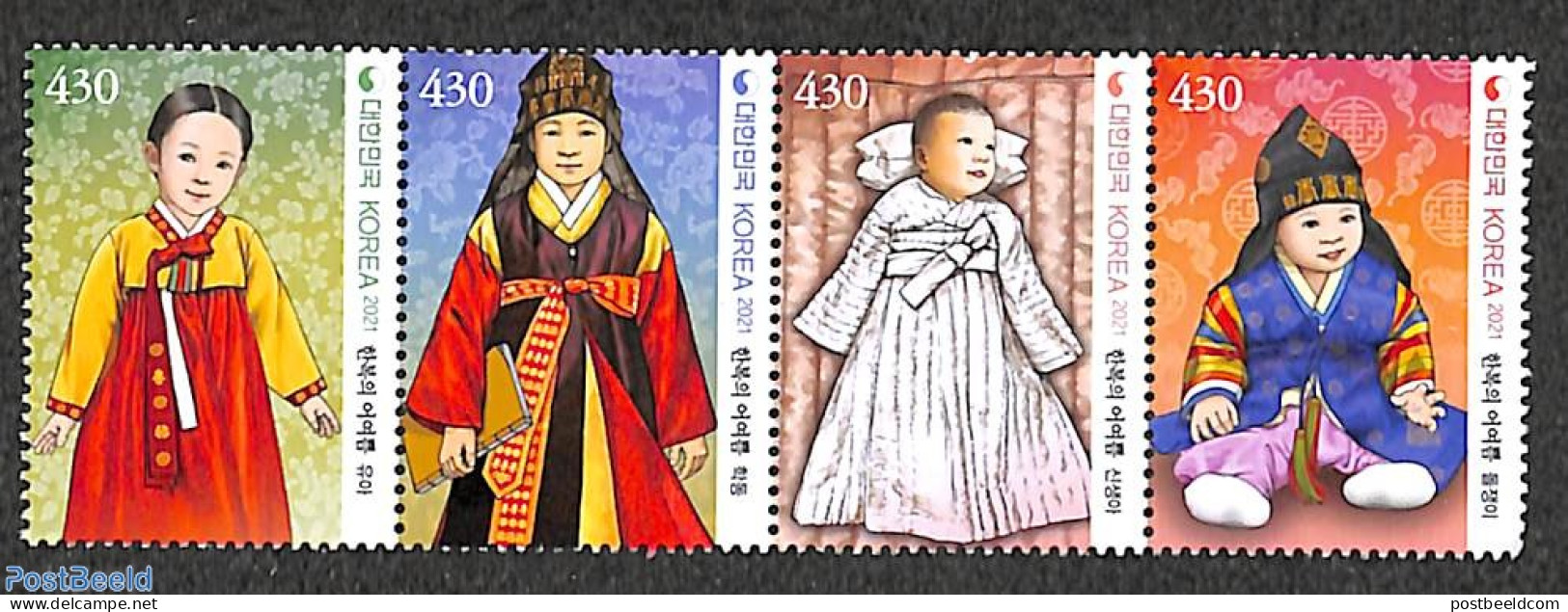 Korea, South 2021 The Style Of Hanbok 4v [:::], Mint NH, Various - Costumes - Costumes