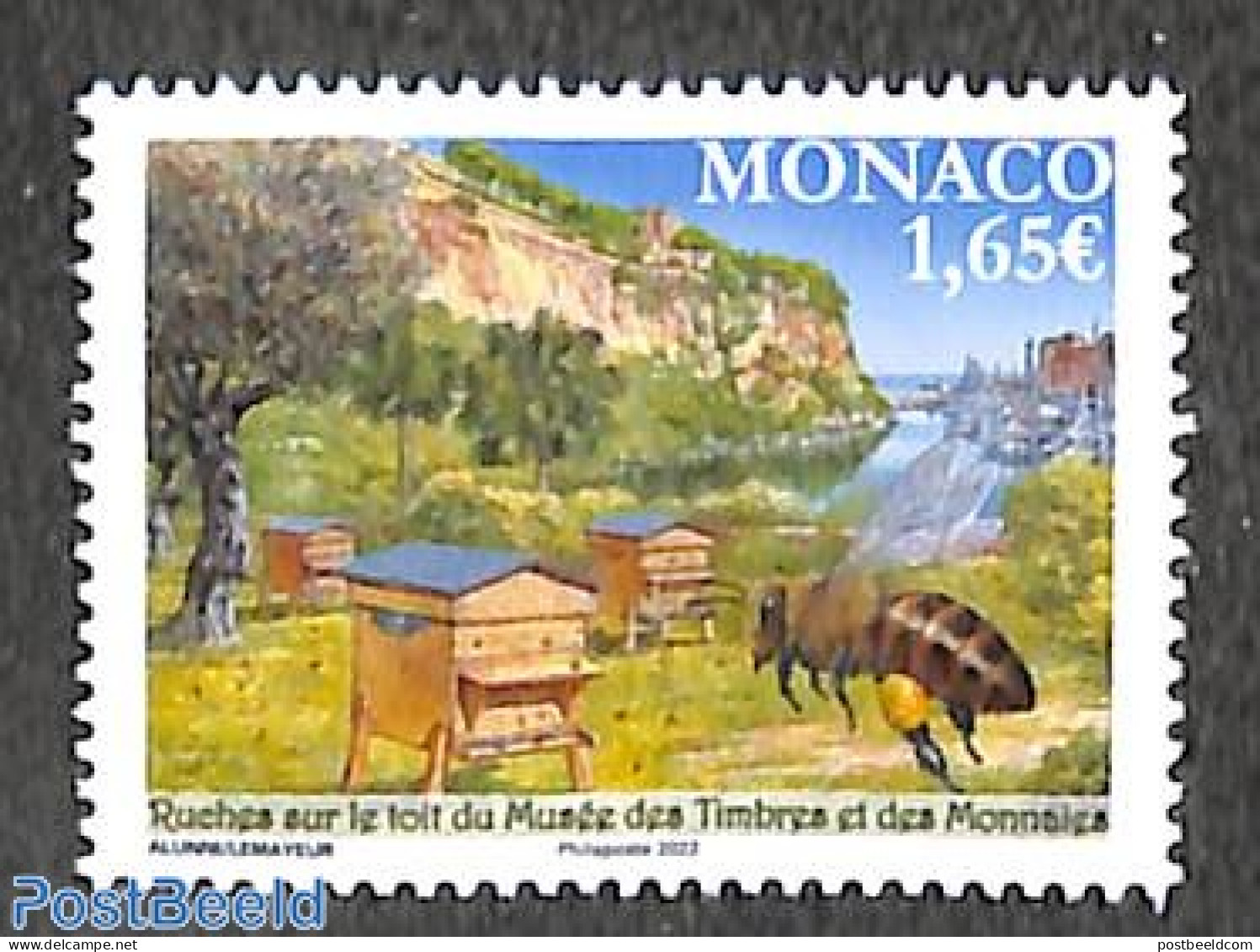 Monaco 2022 Bees At The Roof Of Stamps & Coins Museum 1v, Mint NH, Nature - Transport - Bees - Insects - Ships And Boa.. - Neufs