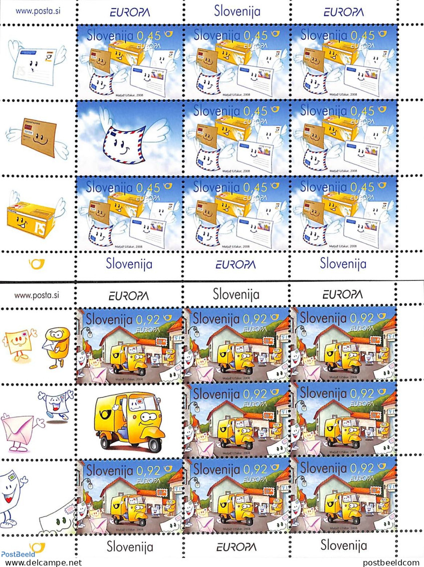 Slovenia 2008 Europa, The Letter M/s, Mint NH, History - Transport - Europa (cept) - Post - Automobiles - Poste
