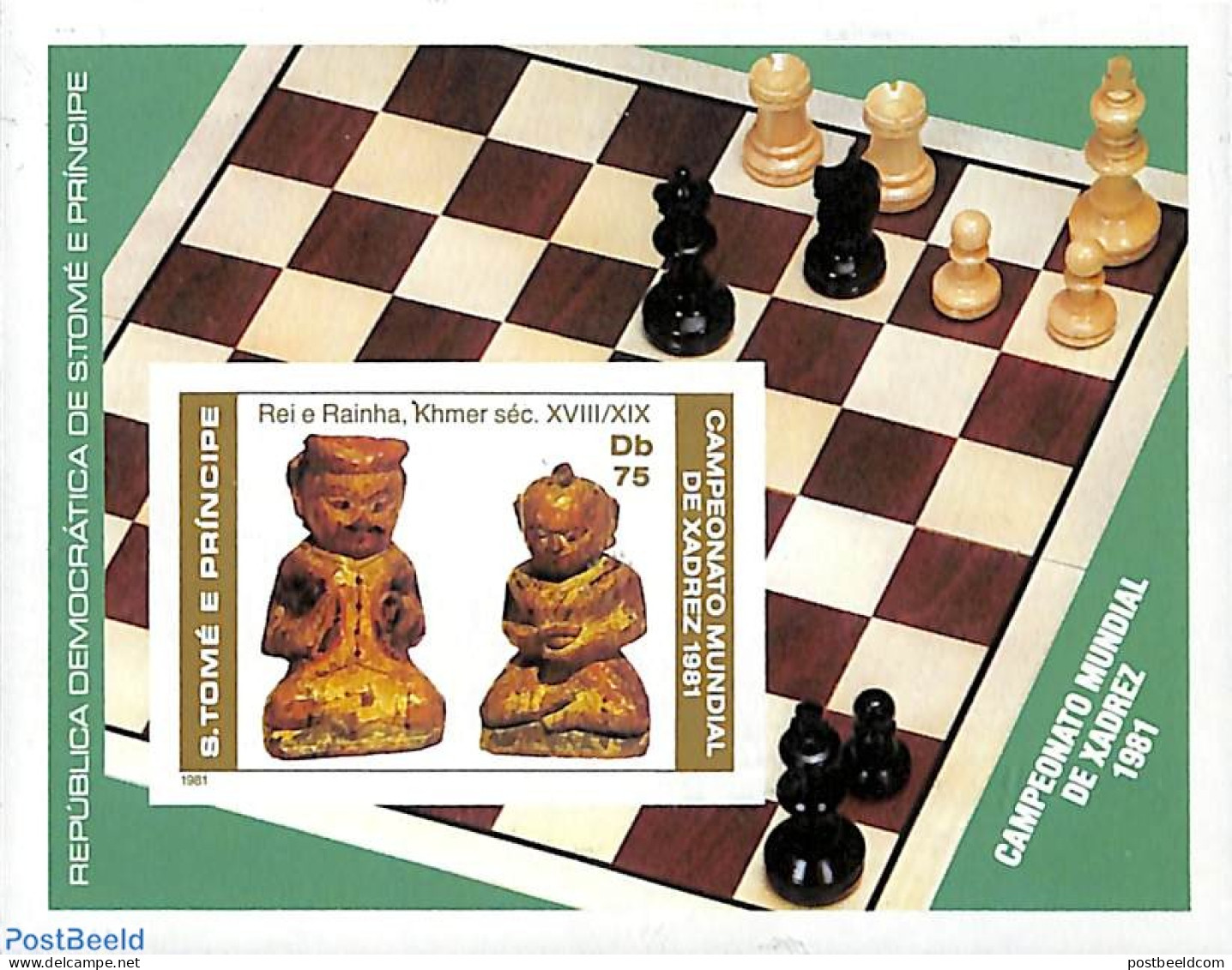 Sao Tome/Principe 1981 Chess S/s, Imperforated, Mint NH, Sport - Chess - Echecs