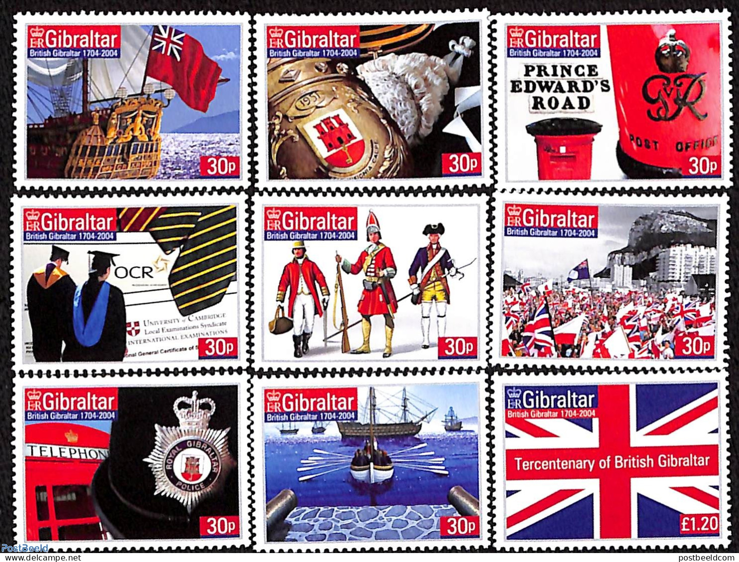 Gibraltar 2004 300 Years British 9v, Mint NH, History - Science - Transport - Various - Flags - History - Education - .. - Posta
