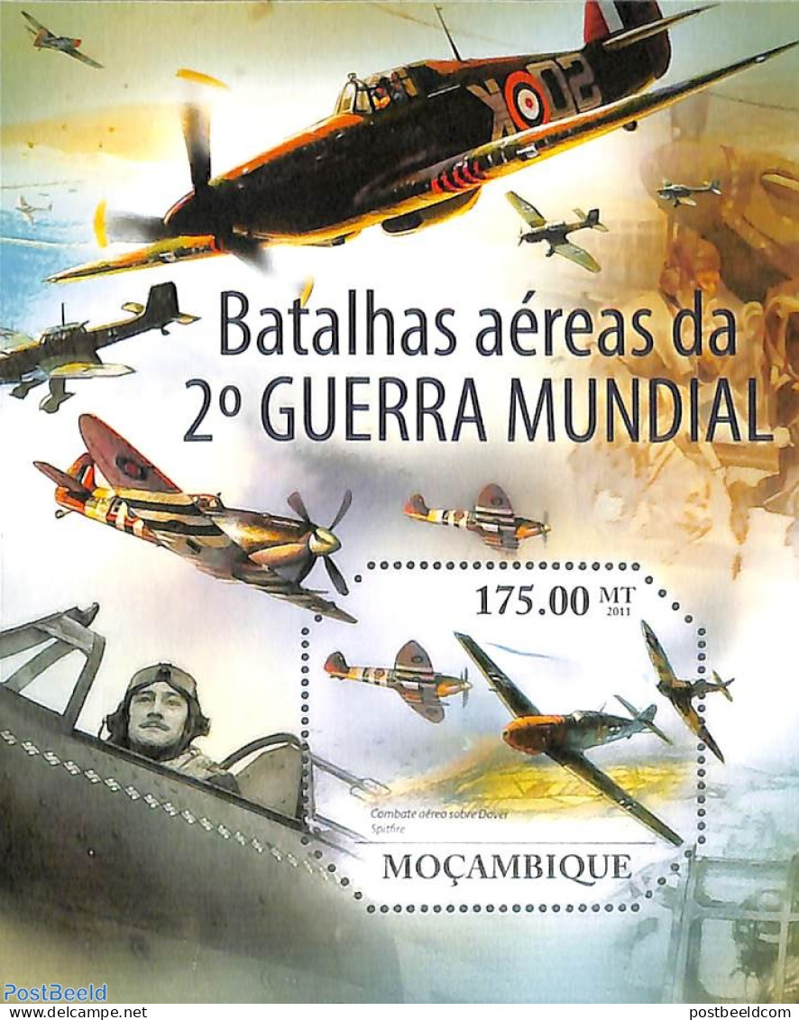 Mozambique 2011 World War II Fighters S/s, Mint NH, History - Transport - World War II - Aircraft & Aviation - Seconda Guerra Mondiale