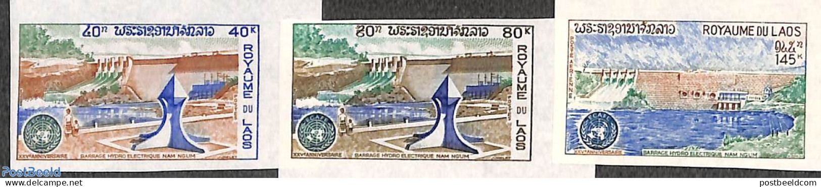 Laos 1972 ECAFE 3v, Imperforated, Mint NH, Nature - Water, Dams & Falls - Laos